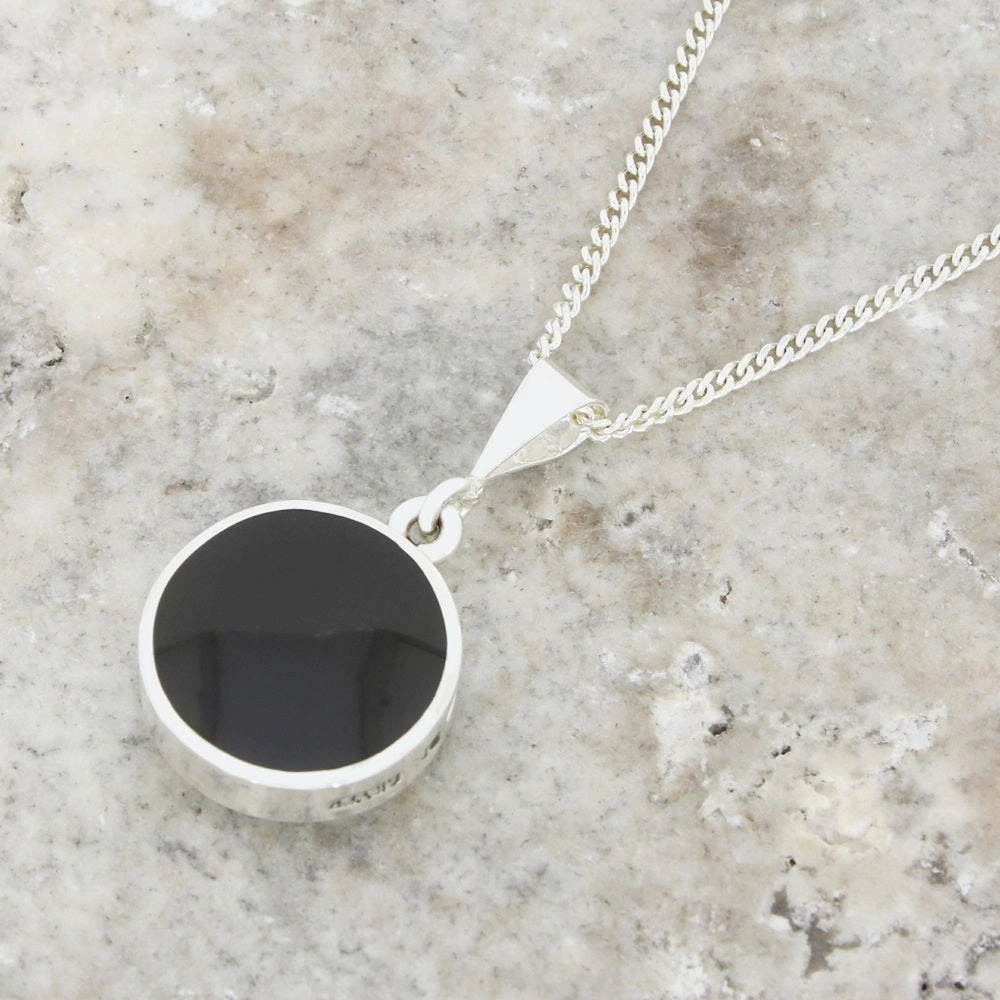 Derbyshire Blue John Round Reversible Pendant and Chain