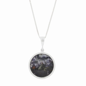 Derbyshire Blue John Round Reversible Pendant And Chain