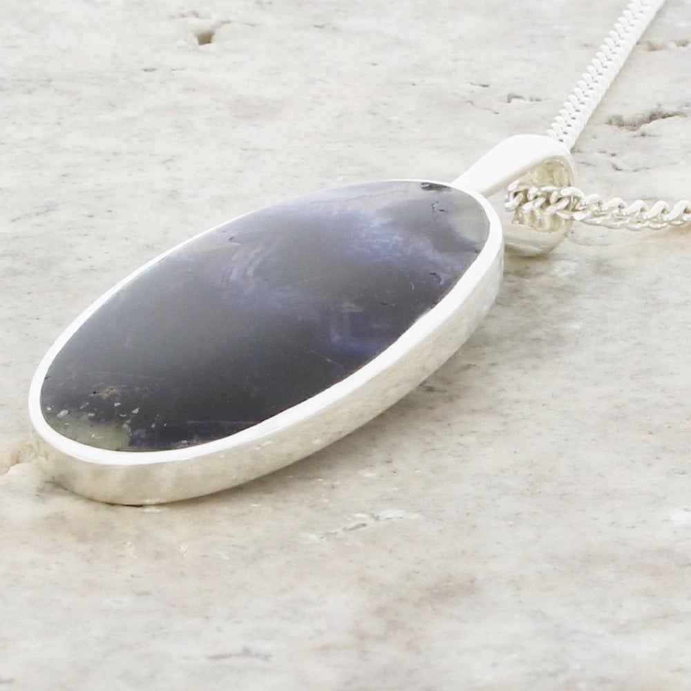Derbyshire Blue John Slim Oval Pendant And Chain