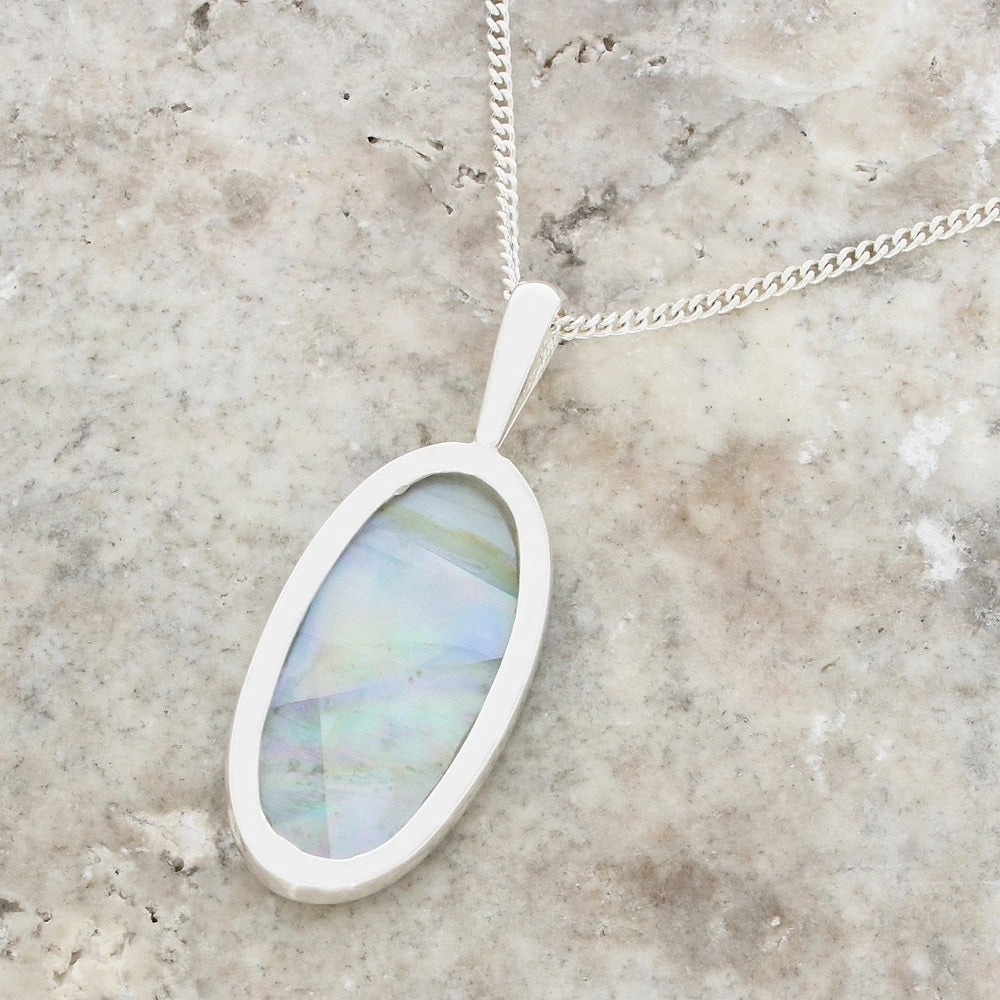 Derbyshire Blue John Slim Oval Pendant And Chain