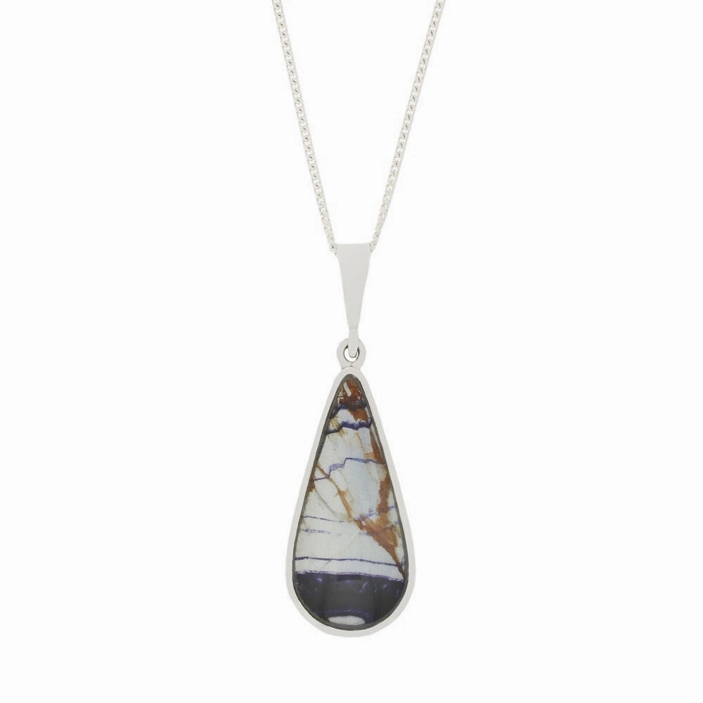 Derbyshire Blue John Slim Pear Shape Reversible Pendant And Chain