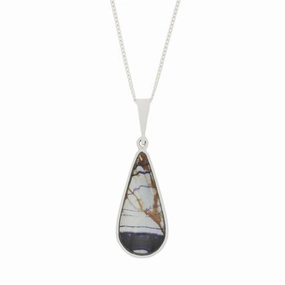 Derbyshire Blue John Slim Pear Shape Reversible Pendant And Chain