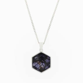 Derbyshire Blue John Small Hexagonal Pendant And Chain