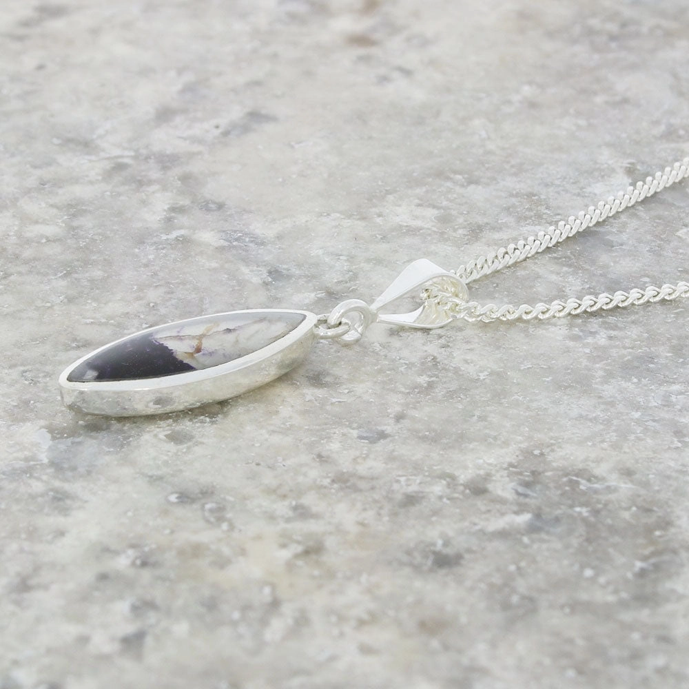 Derbyshire Blue John Small Marquise Pendant And Chain