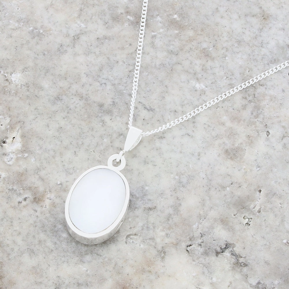 Derbyshire Blue John Small Oval Reversible Pendant and Chain