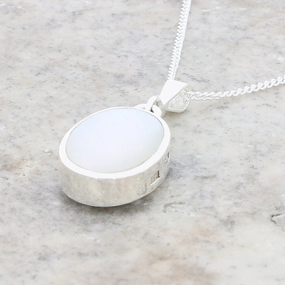 Derbyshire Blue John Small Oval Reversible Pendant and Chain