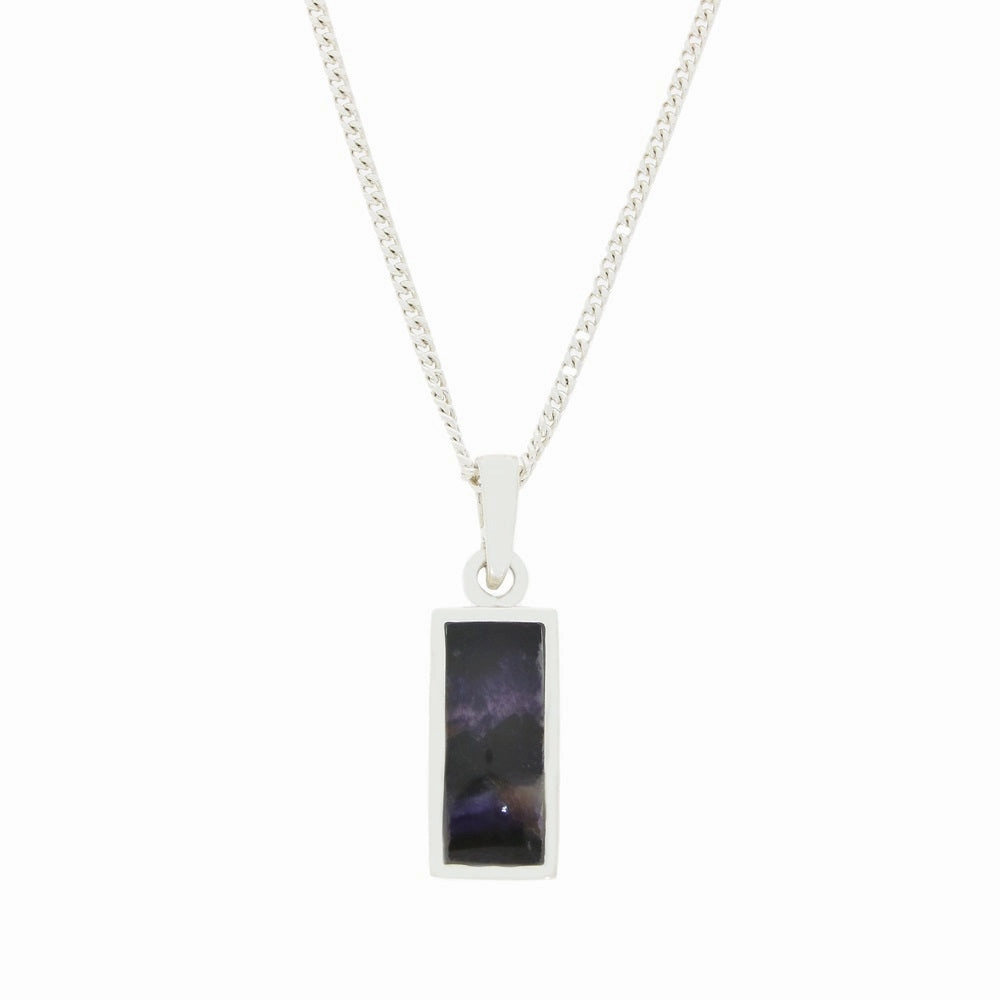 Derbyshire Blue John Small Rectangular Pendant and Chain