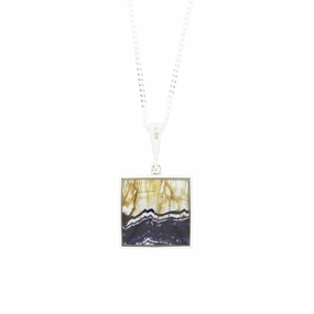 Derbyshire Blue John Square Silver Pendant & Chain