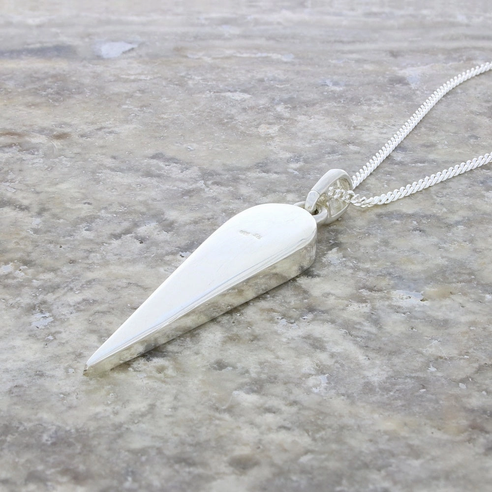 Derbyshire Blue John Sterling Silver Long Icicle Pendant With Chain