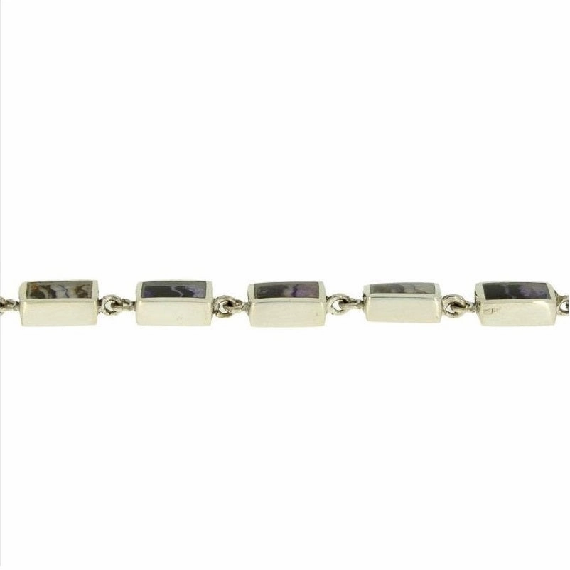 Derbyshire Blue John Sterling Silver Oblong Link Bracelet