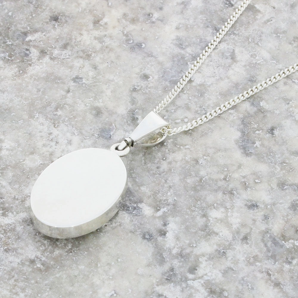 Derbyshire Blue John Sterling Silver Oval Pendant and Chain