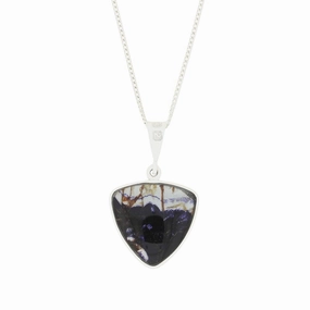 Derbyshire Blue John Sterling Silver Reversible Pendant And Chain