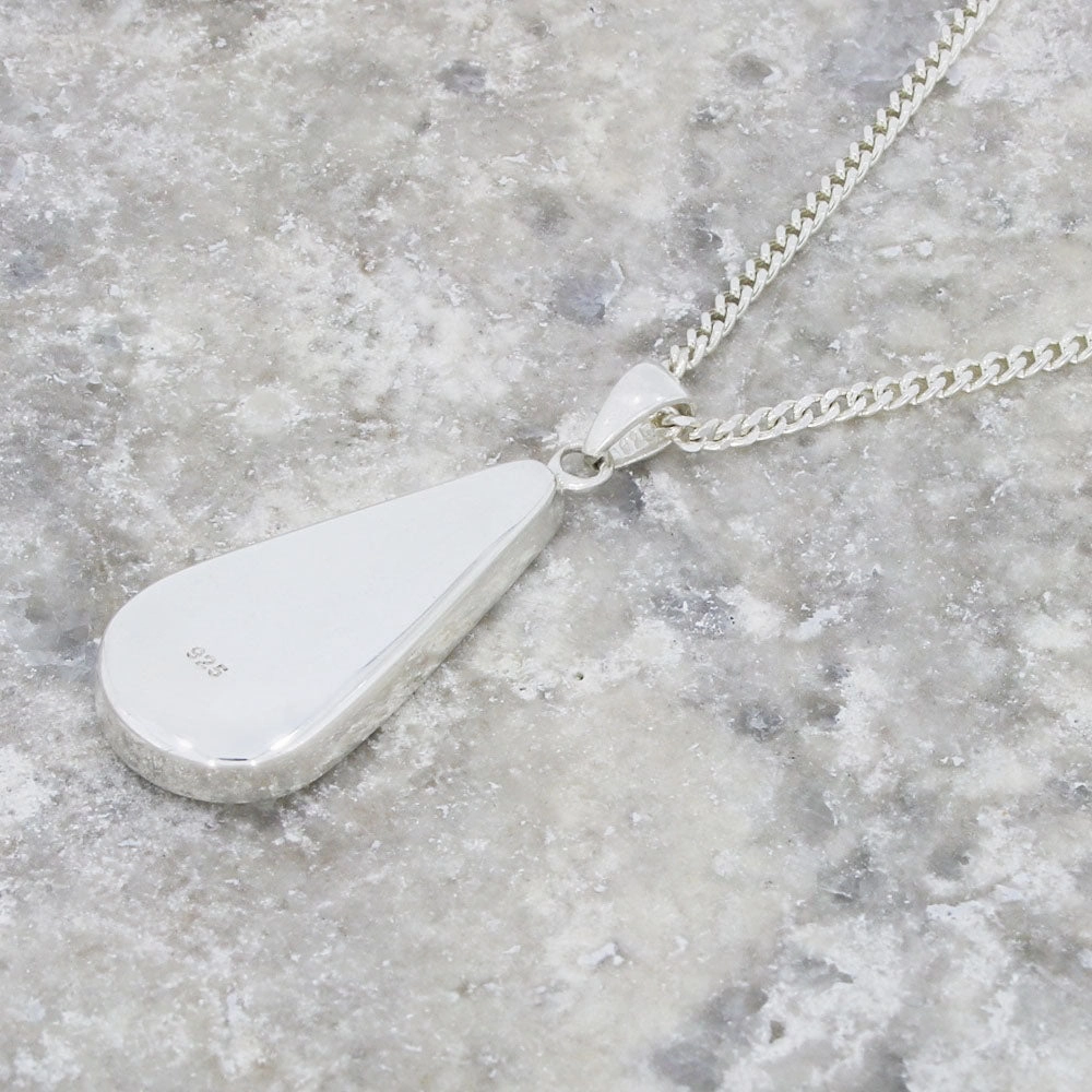 Derbyshire Blue John Sterling Silver Slim Teardrop Pendant and Chain