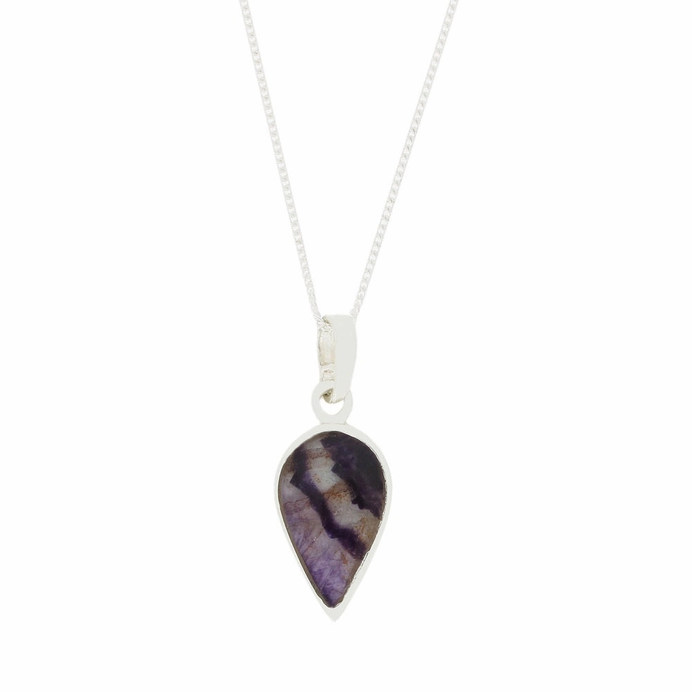 Derbyshire Blue John Teardrop Shape Pendant and Chain
