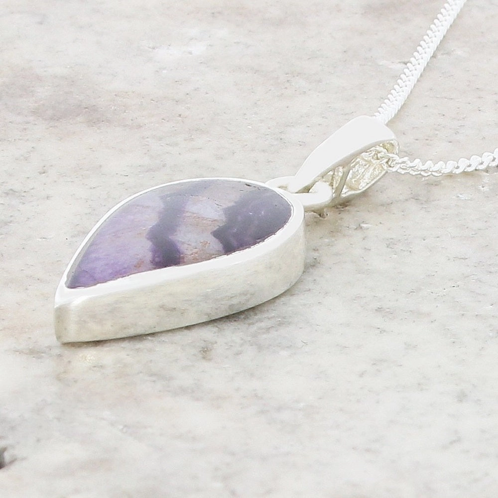 Derbyshire Blue John Teardrop Shape Pendant and Chain