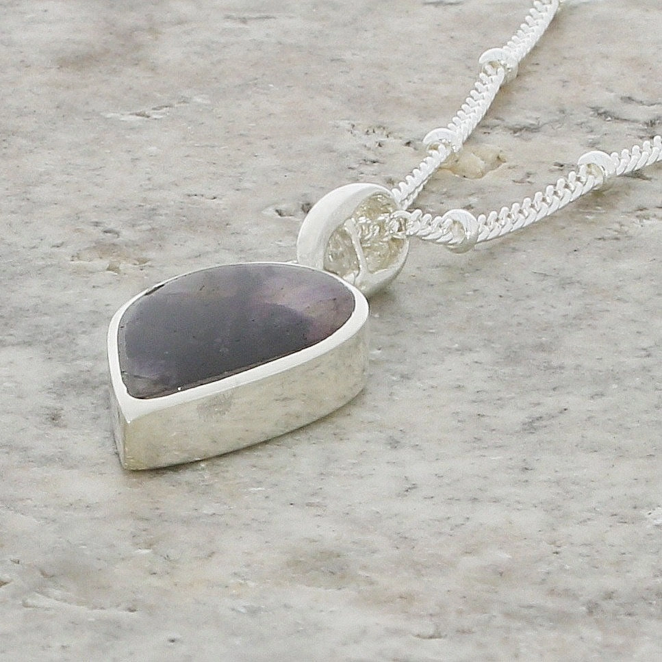 Derbyshire Blue John Teardrop Shape Pendant And Chain