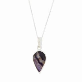 Derbyshire Blue John Teardrop Shape Pendant and Chain