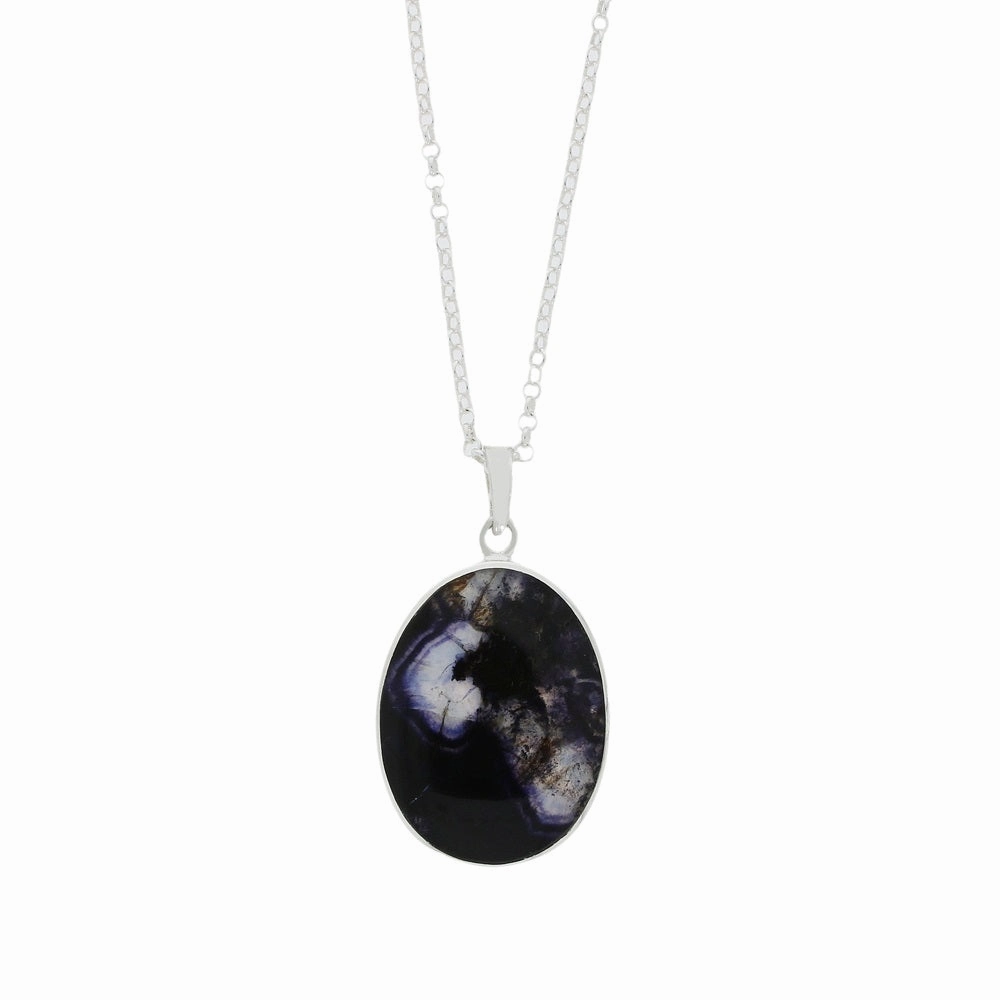 Derbyshire Blue John Tree of Life Oval Pendant And Chain