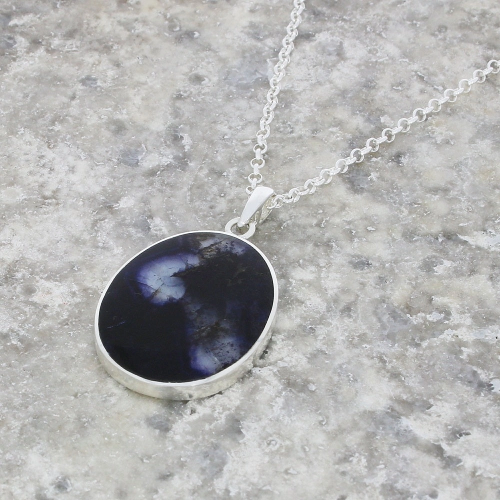 Derbyshire Blue John Tree of Life Oval Pendant And Chain