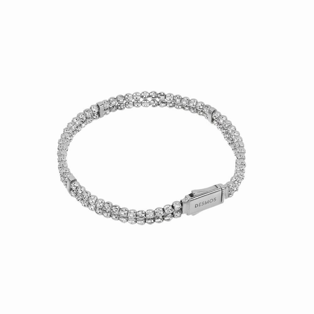 Desmos "Crystal" Sterling Silver 2 Row Diamond-Cut Bracelet
