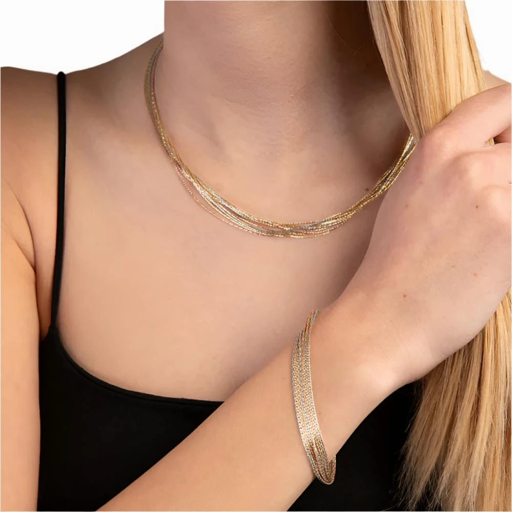 Desmos Spark Tri-Tone Multi Strand Bracelet