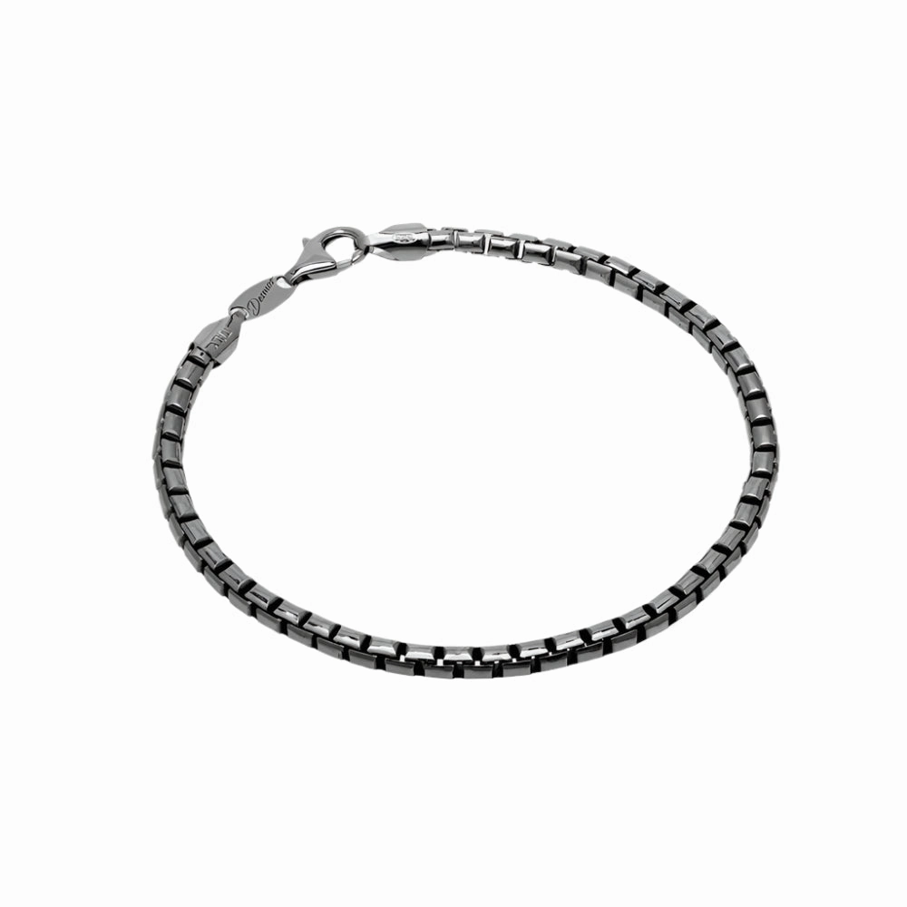 Desmos Sterling Silver Box Bracelet with Gunmetal Finish