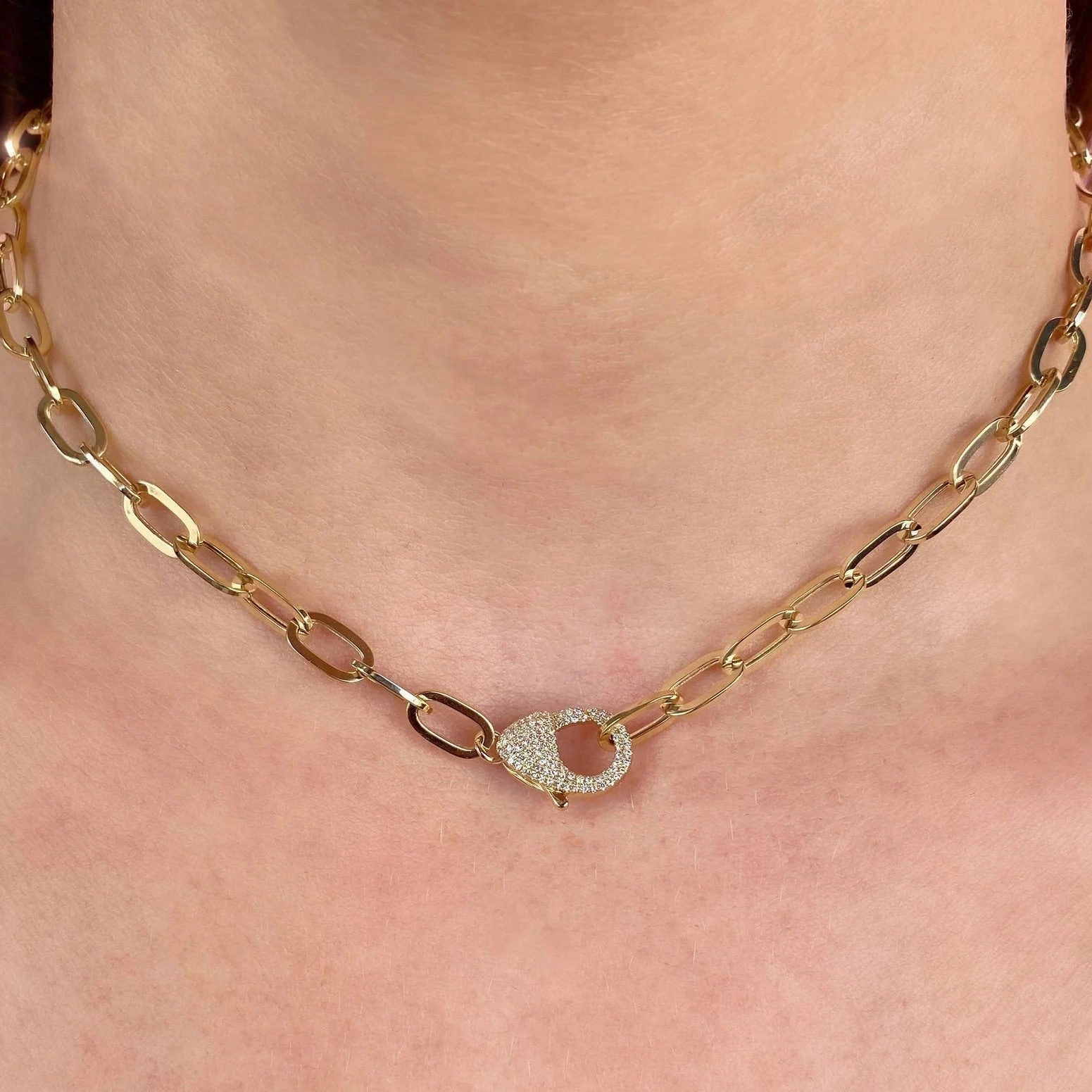 Diamond Paper Clip Link Necklace 4690106