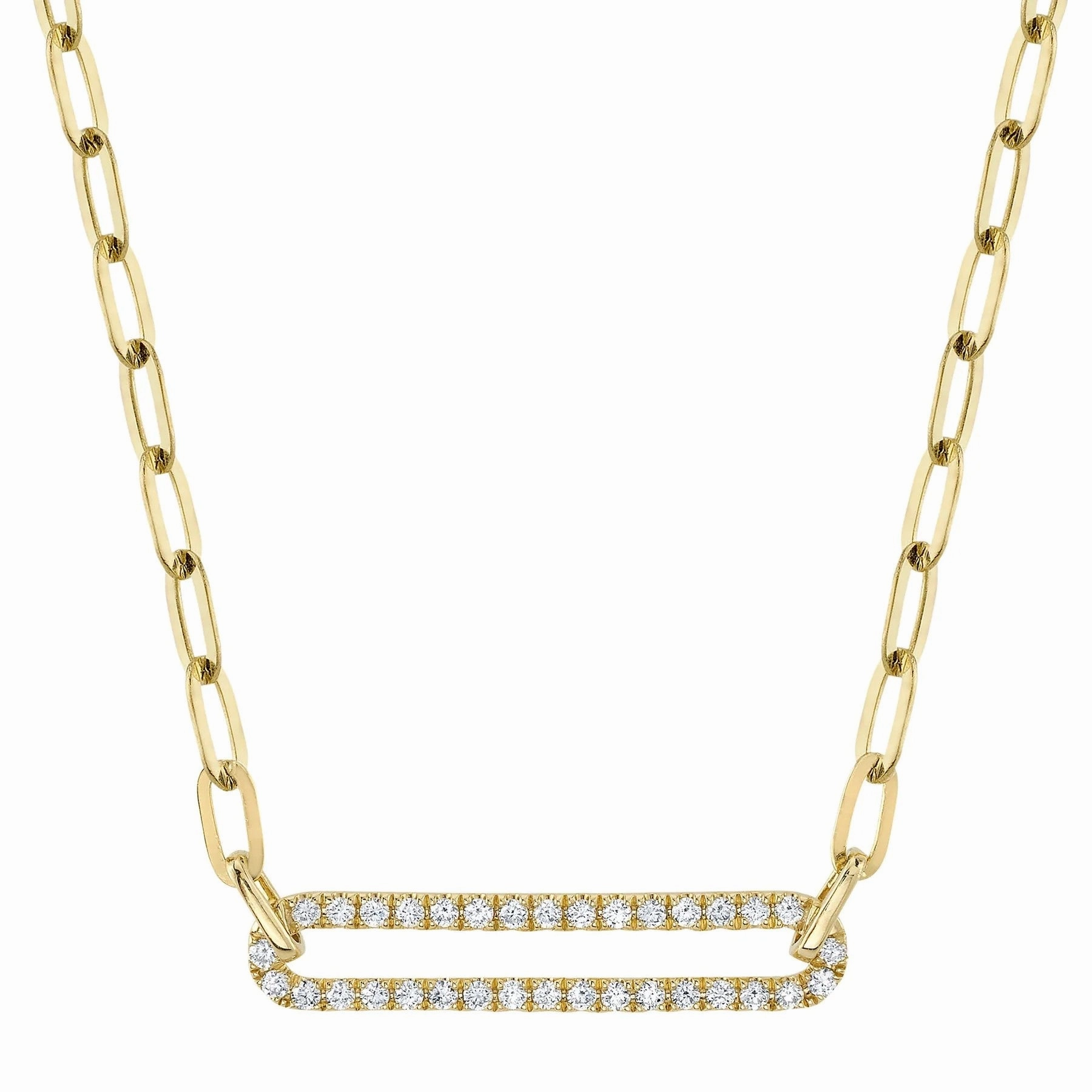 Diamond Paper Clip Link Necklace 4690107