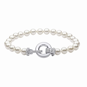 Diamonfire Shell Pearl Bracelet B5472 - Cubic Zirconia Fancy Clasp