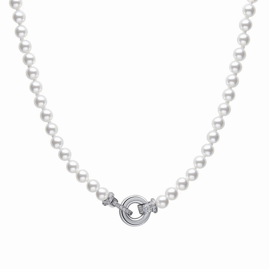 Diamonfire Shell Pearl Necklace N4593 - Cubic Zirconia Fancy Clasp