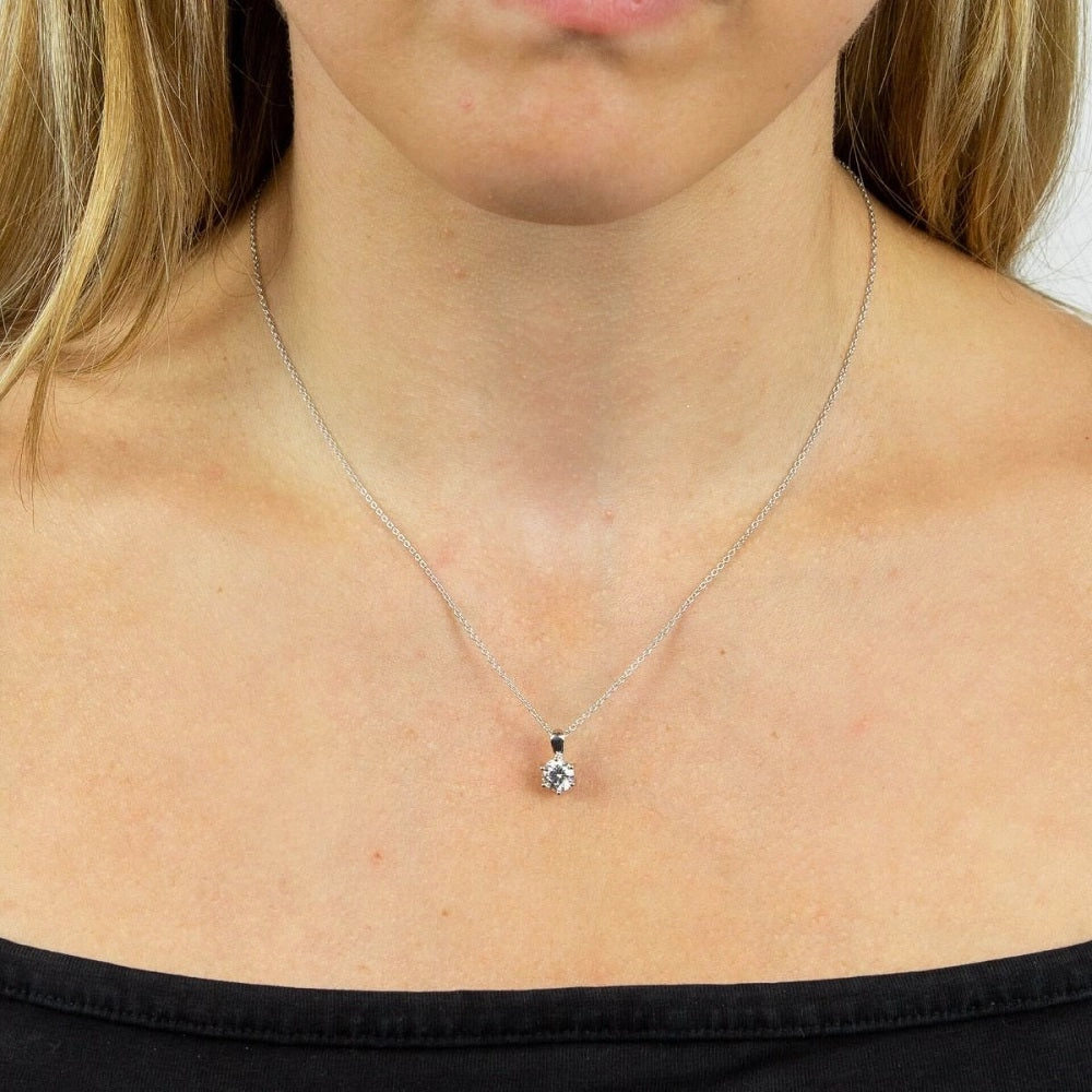 Diamonfire Sterling Silver 0.75ct Cubic Zirconia Solitaire Pendant and Chain P4609