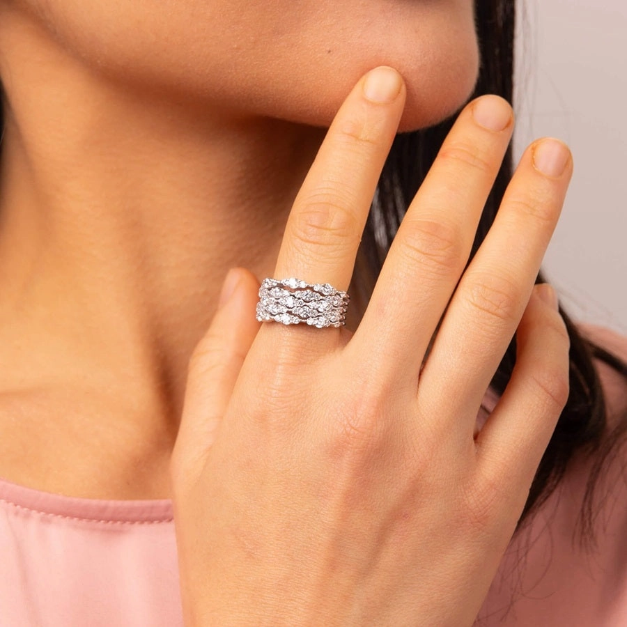Diamonfire Sterling Silver Cubic Zirconia Statement Ring R3873 Size O