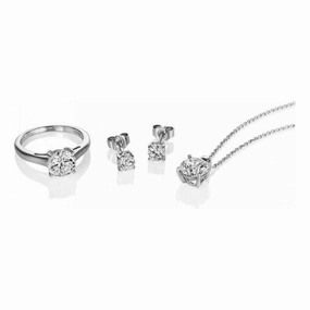 Diamonfire Sterling Silver Earring Pendant And Ring 5.0ct Gift Set Z1145 Size O