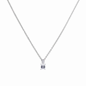 Diamonfire Sterling Silver Emerald Cut Zirconia Pendant and Chain P4784