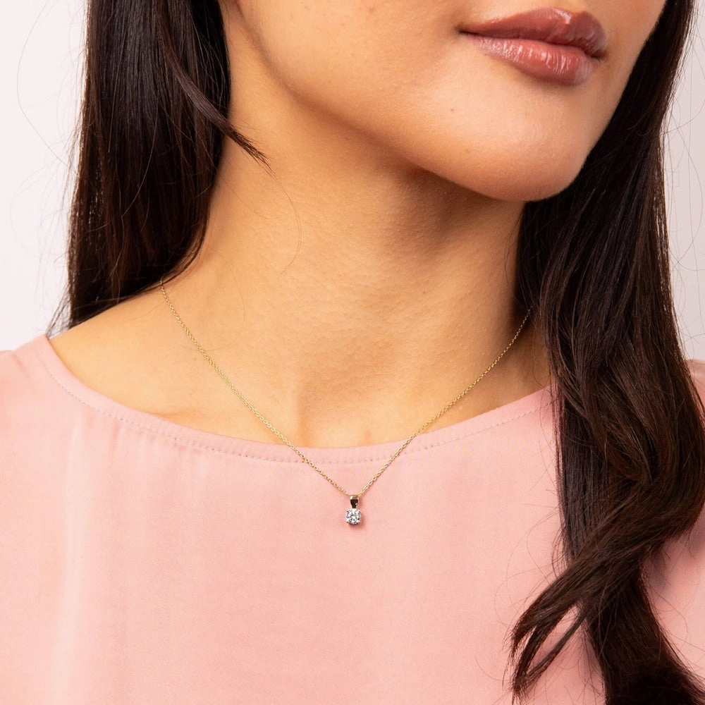 Diamonfire Sterling Silver Gold Tone 0.50ct Zirconia Pendant and Chain P5393
