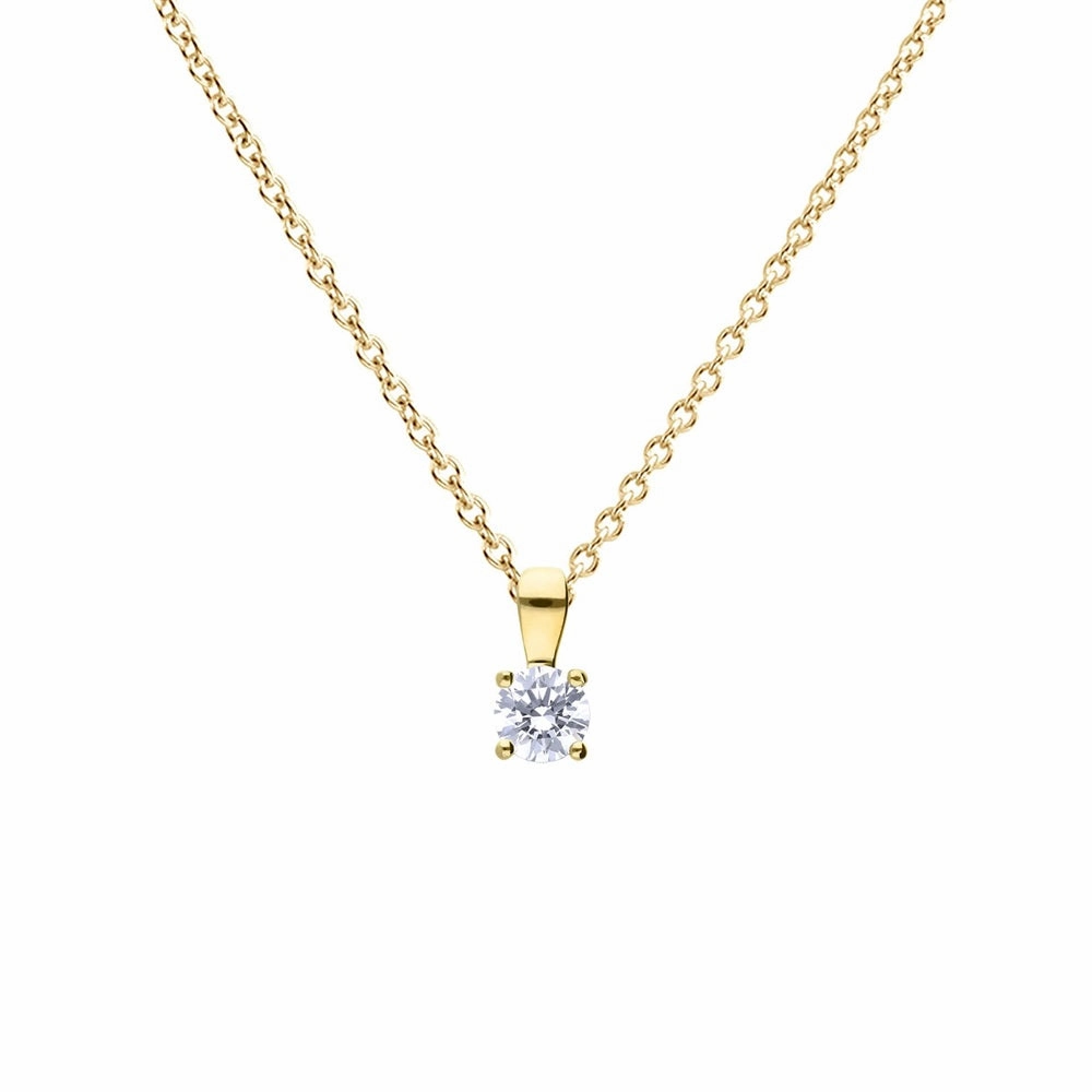 Diamonfire Sterling Silver Gold Tone 0.50ct Zirconia Pendant and Chain P5393