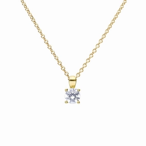 Diamonfire Sterling Silver Gold Tone 0.75ct Zirconia Pendant and Chain P5394