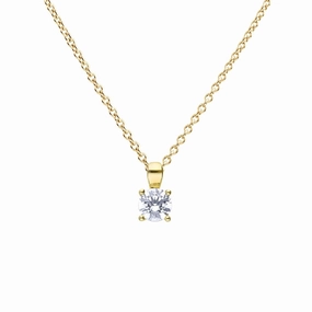 Diamonfire Sterling Silver Gold Tone 0.75ct Zirconia Pendant and Chain P5394