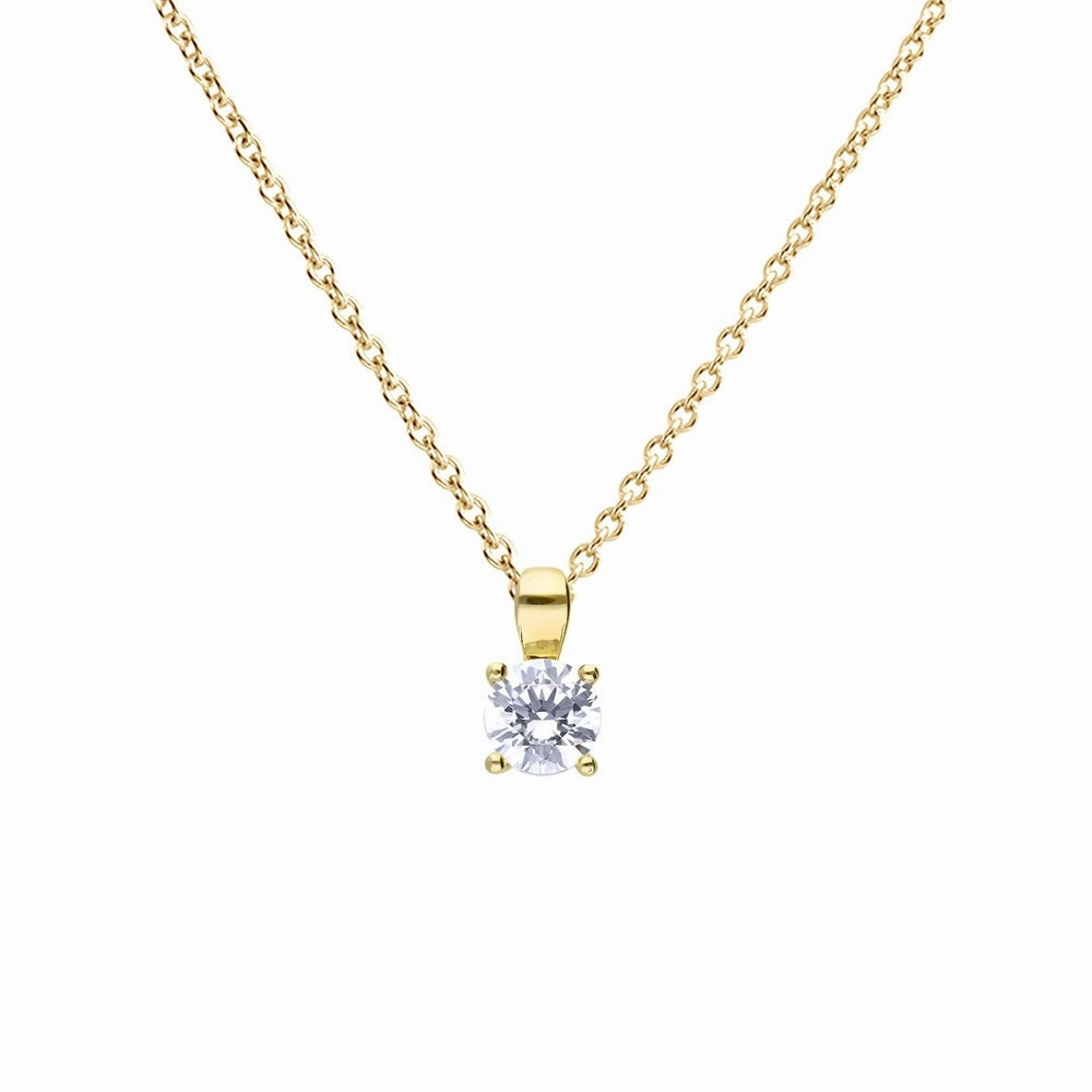 Diamonfire Sterling Silver Gold Tone 0.75ct Zirconia Pendant and Chain P5394