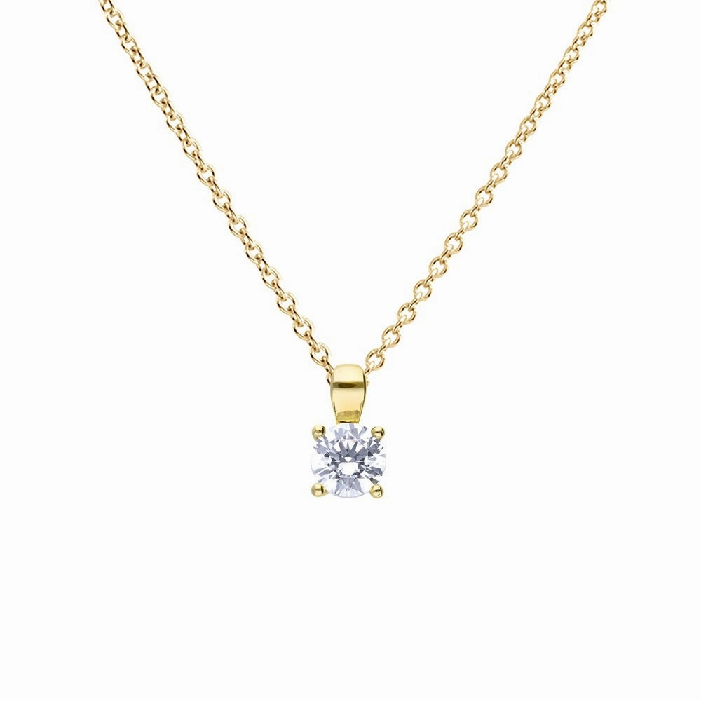 Diamonfire Sterling Silver Gold Tone 0.75ct Zirconia Pendant and Chain P5394
