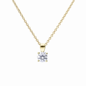 Diamonfire Sterling Silver Gold Tone 1.0ct Zirconia Pendant and Chain P5395