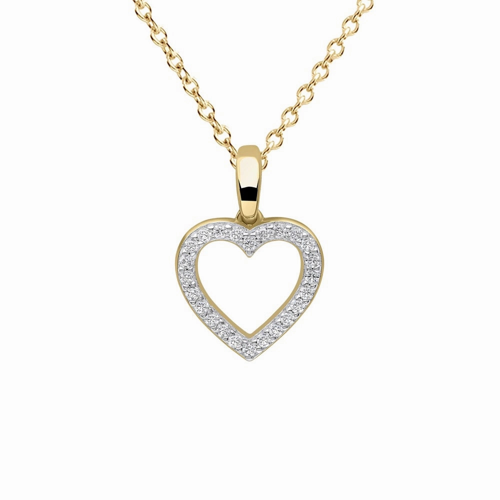 Diamonfire Sterling Silver Gold Tone CZ Heart Pendant and Chain P5391