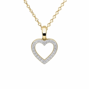 Diamonfire Sterling Silver Gold Tone CZ Heart Pendant and Chain P5391