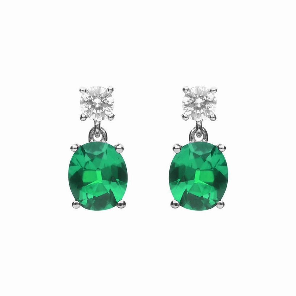 Diamonfire Sterling Silver Green Cubic Zirconia Earrings E6199