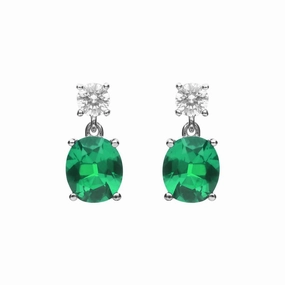 Diamonfire Sterling Silver Green Cubic Zirconia Earrings E6199