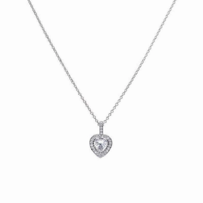 Diamonfire Sterling Silver Heart Shaped Zirconia Pendant and Chain P4616