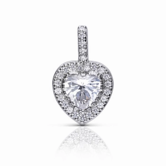 Diamonfire Sterling Silver Heart Shaped Zirconia Pendant and Chain P4616