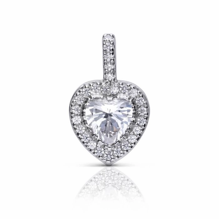 Diamonfire Sterling Silver Heart Shaped Zirconia Pendant and Chain P4616