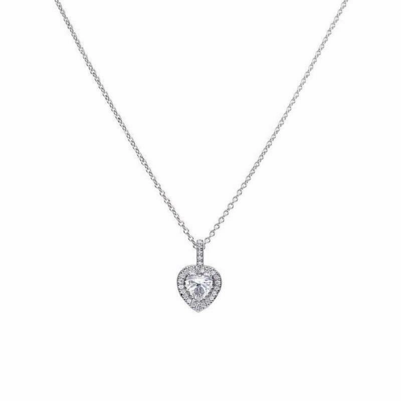 Diamonfire Sterling Silver Heart Shaped Zirconia Pendant and Chain P4616