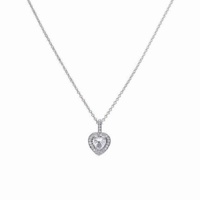 Diamonfire Sterling Silver Heart Shaped Zirconia Pendant and Chain P4616
